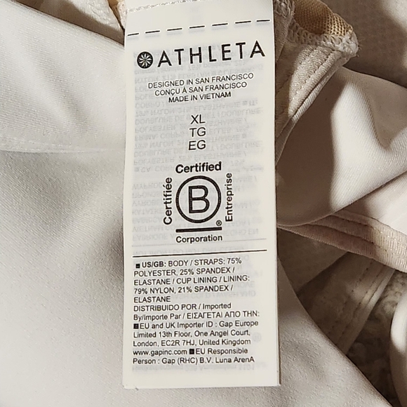 Athleta Womens Sz XL Sports Bra White Criss Cross Back Removable Pads - Picture 3 of 4